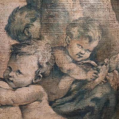 19th century French carved walnut console table with conforming trumeau mirror 