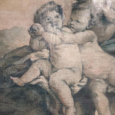 19th century French carved walnut console table with conforming trumeau mirror 