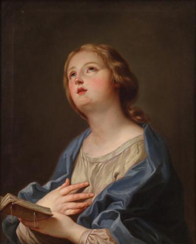 19th century Italian painting Madonna praying
