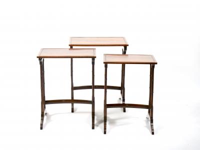 19th century Mahogany Inlaid Top Decorated Stacking Tables