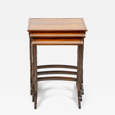 19th century Mahogany Inlaid Top Decorated Stacking Tables