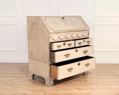 19th century Scandinavian bureau with exquisite carved detailing
