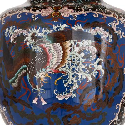 19th century cloisonne enamel dragon vase Meiji period Japan