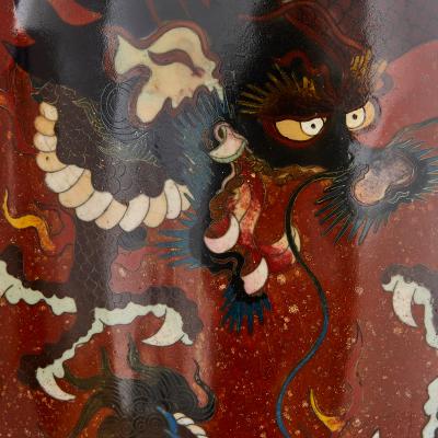 19th century cloisonne enamel dragon vase Meiji period Japan