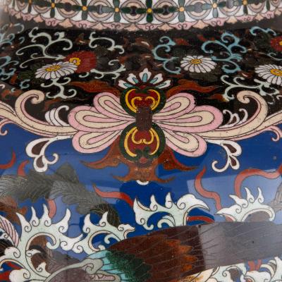 19th century cloisonne enamel dragon vase Meiji period Japan