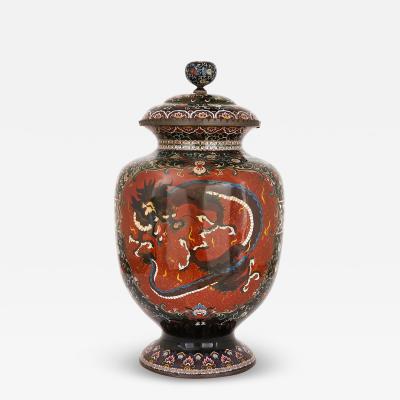 19th century cloisonne enamel dragon vase Meiji period Japan