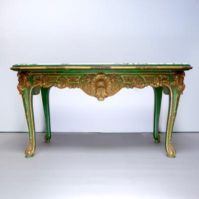 19th century console painted and gilded carved wood