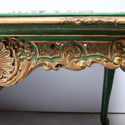 19th century console painted and gilded carved wood