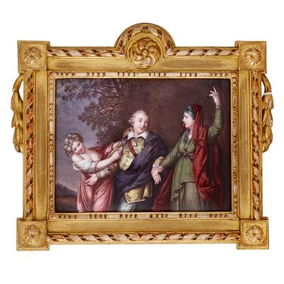 19th century theatre themed Limoges enamel painting