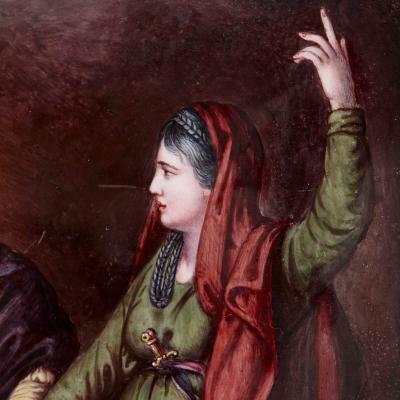 19th century theatre themed Limoges enamel painting