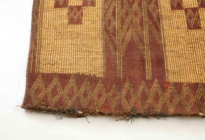 19th early 20th C Tuareg Leather Reed Hand Woven Carpet Sahara Desert