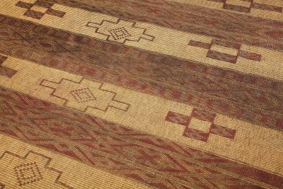 19th early 20th C Tuareg Leather Reed Hand Woven Carpet Sahara Desert