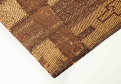 19th early 20th C Tuareg Leather Reed Hand Woven Carpet Sahara Desert