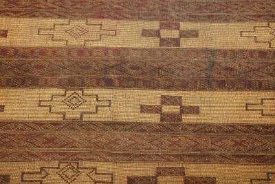 19th early 20th C Tuareg Leather Reed Hand Woven Carpet Sahara Desert
