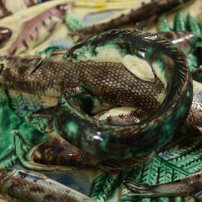 19thC Barbizet Palissy Majolica Fish Platter