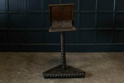 19thC Carved Oak Bible Reading Stand