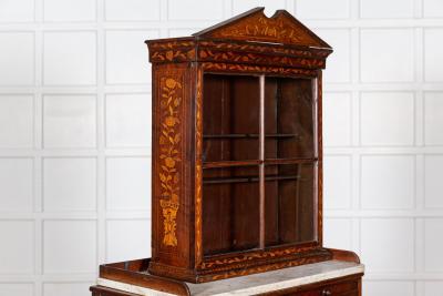 19thC Dutch Mahogany Marquetry Inlaid Display Cabinet