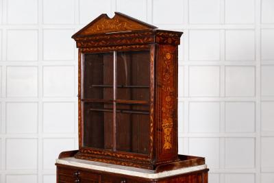 19thC Dutch Mahogany Marquetry Inlaid Display Cabinet