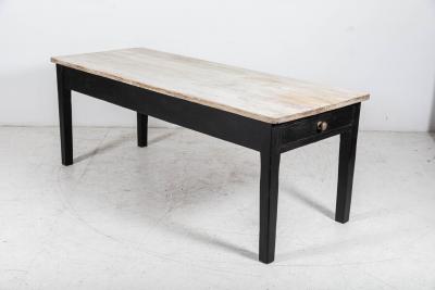 19thC Ebonised Scrub Top Pine Farmhouse Table