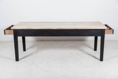 19thC Ebonised Scrub Top Pine Farmhouse Table