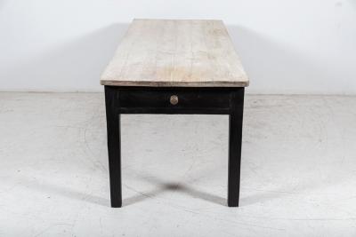 19thC Ebonised Scrub Top Pine Farmhouse Table