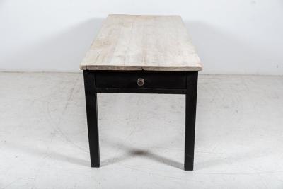 19thC Ebonised Scrub Top Pine Farmhouse Table
