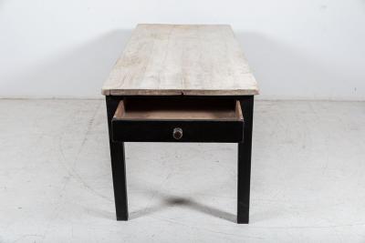 19thC Ebonised Scrub Top Pine Farmhouse Table