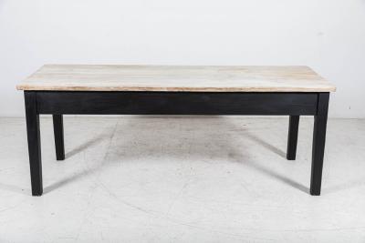 19thC Ebonised Scrub Top Pine Farmhouse Table