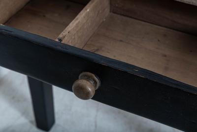 19thC Ebonised Scrub Top Pine Farmhouse Table