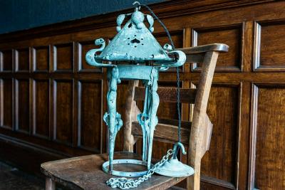 19thC English Art Nouveau Verdigris Lantern