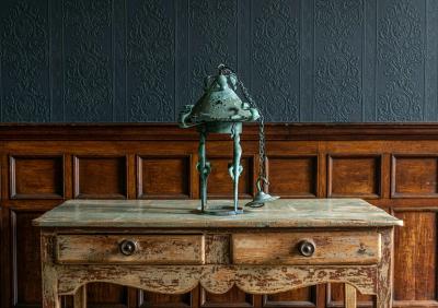 19thC English Art Nouveau Verdigris Lantern