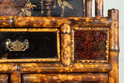 19thC English Bamboo Lacquered Glazed Cabinet