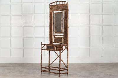 19thC English Bamboo Mirrored Hall Stand