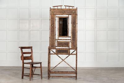 19thC English Bamboo Mirrored Hall Stand