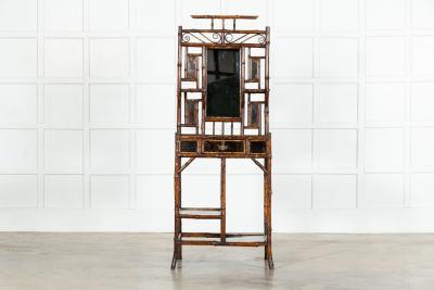 19thC English Bamboo Mirrored Hall Stand