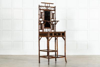 19thC English Bamboo Mirrored Hall Stand
