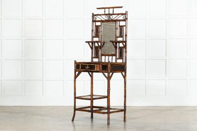 19thC English Bamboo Mirrored Hall Stand