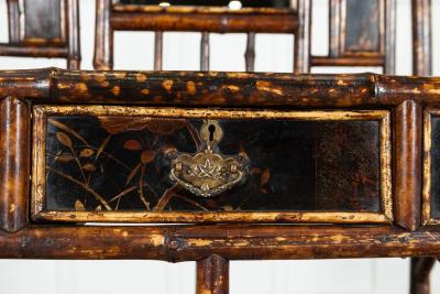 19thC English Bamboo Mirrored Hall Stand