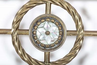 19thC English Brass Iron Double Brass Bed Frame