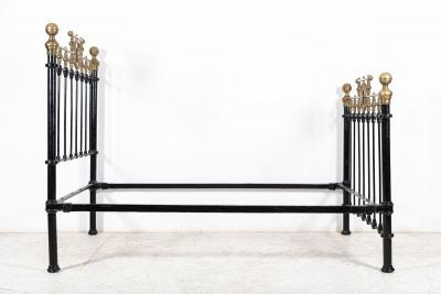 19thC English Brass Iron Double Brass Bed Frame