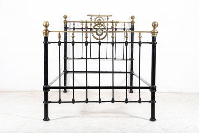 19thC English Brass Iron Double Brass Bed Frame