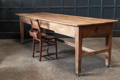 19thC English Country House Pine Farmhouse Prep Table