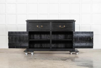 19thC English Ebonised Country Pine Dresser Base