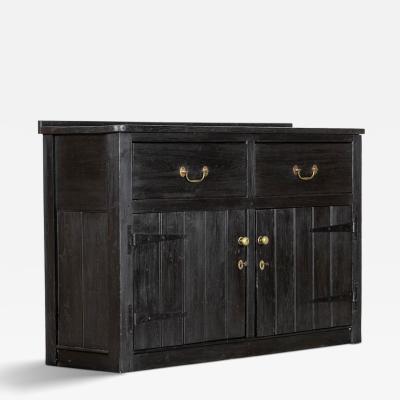19thC English Ebonised Country Pine Dresser Base