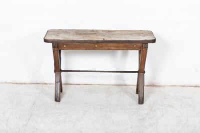 19thC English Elm Topped Tavern Table