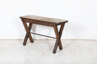 19thC English Elm Topped Tavern Table