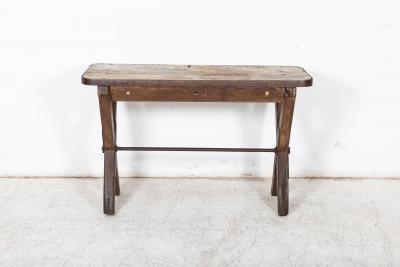 19thC English Elm Topped Tavern Table