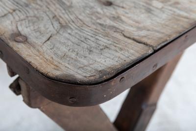 19thC English Elm Topped Tavern Table