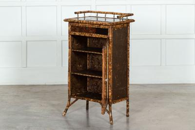 19thC English Glazed Bamboo Bookcase Cabinet