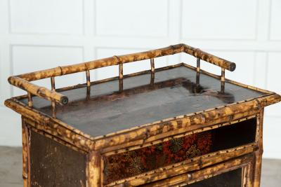 19thC English Glazed Bamboo Bookcase Cabinet